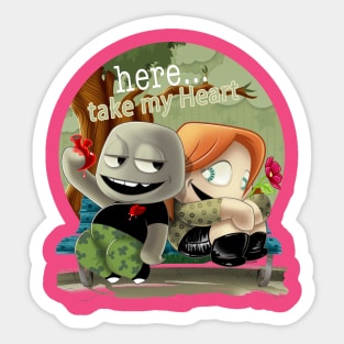 here...take my heart Sticker